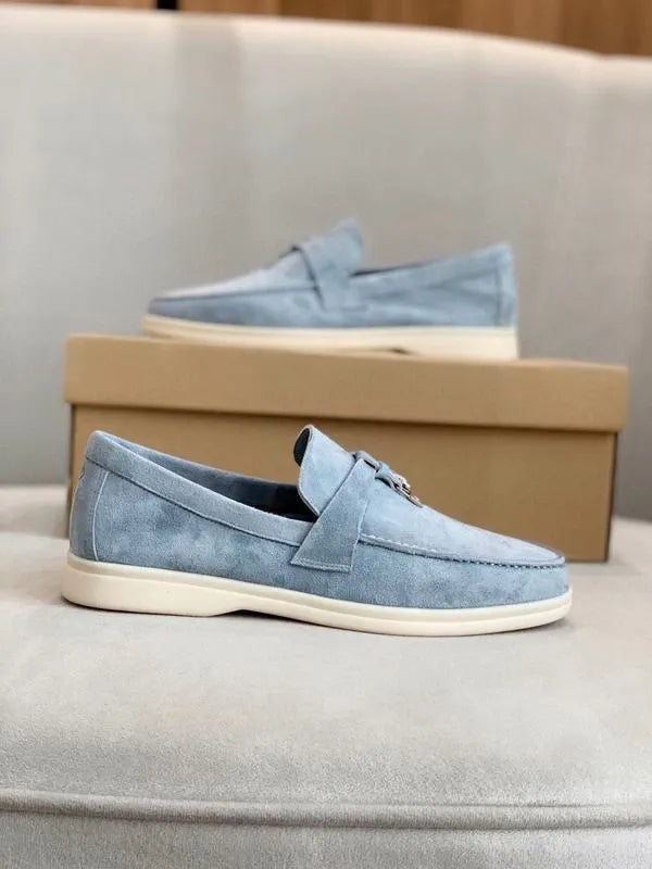 Loro Piana Summer Walk Loafers – Suede Light Blue