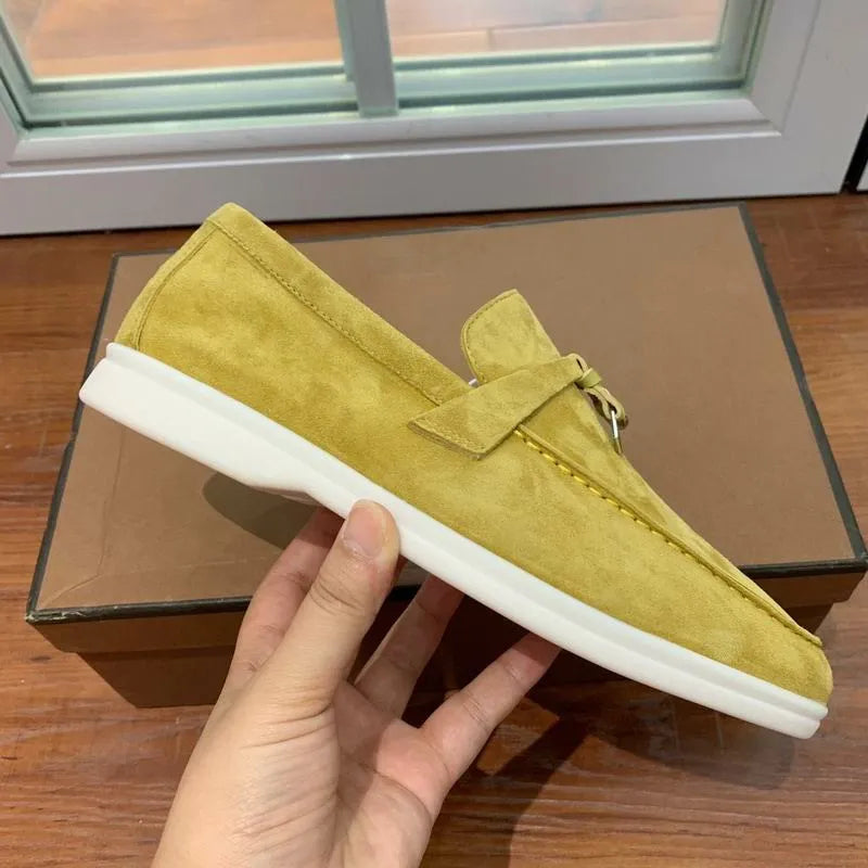 Loro Piana Summer Walk Loafers – Suede Mustard