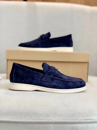 Loro Piana Summer Walk Loafers – Navy Suede (Metal Detail)