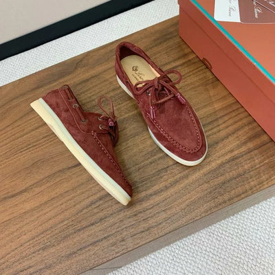 Loro Piana Summer Walk Boat Shoes – Burgundy Suede