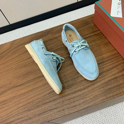 Loro Piana Summer Walk Boat Shoes – Suede Sky Blue