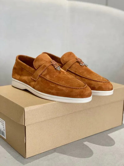 Loro Piana Summer Walk Loafers – Caramel Suede (Metal Detail)