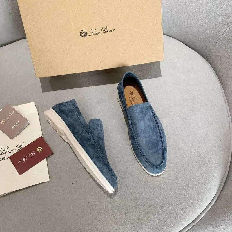 Loro Piana Summer Walk Loafers – Blue Suede