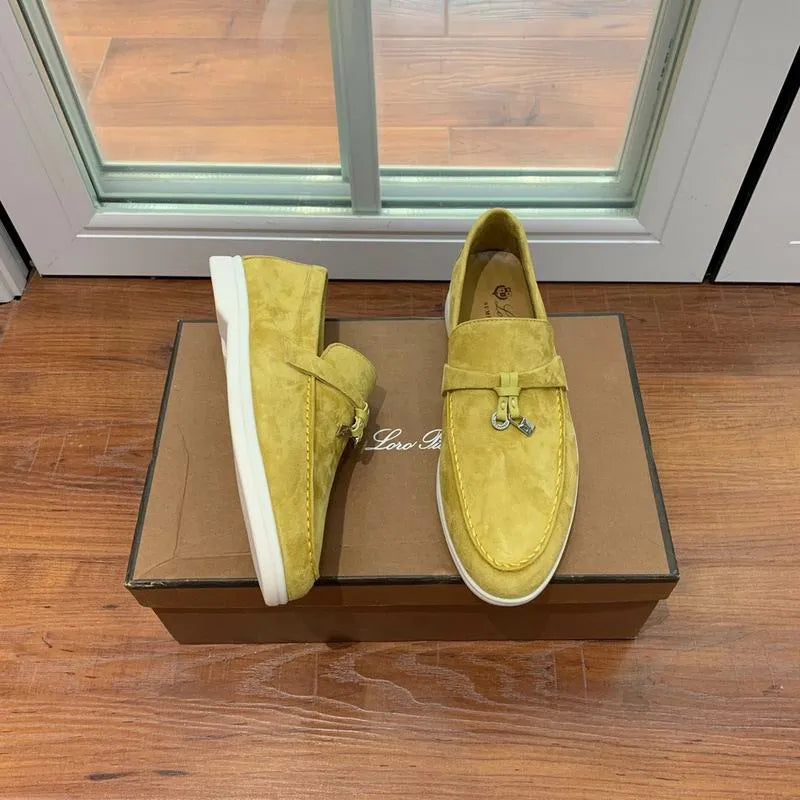Loro Piana Summer Walk Loafers – Suede Mustard