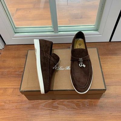 Loro Piana Summer Walk Loafers – Dark Brown Suede (Metal Detail)