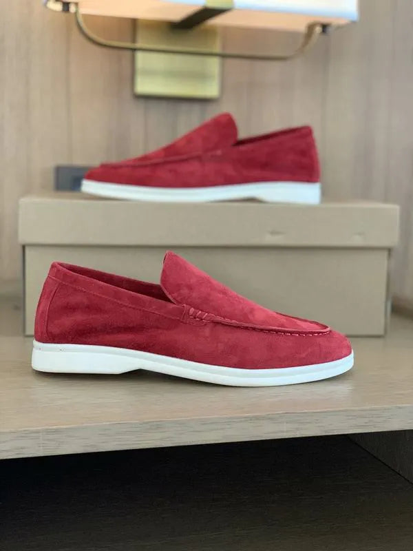 Loro Piana Summer Walk Loafers – Suede Ruby Red