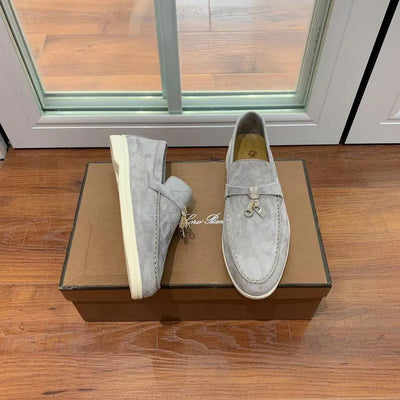 Loro Piana Summer Walk Loafers – Grey Suede (Metal Detail)