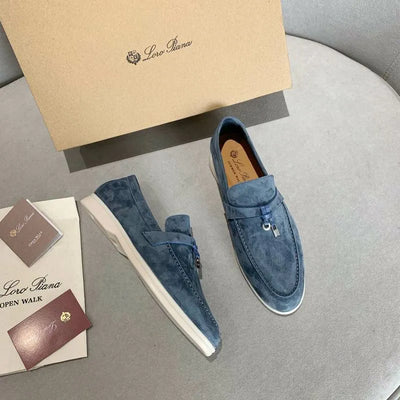 Loro Piana Summer Walk Loafers – Blue Suede (Metal Detail)