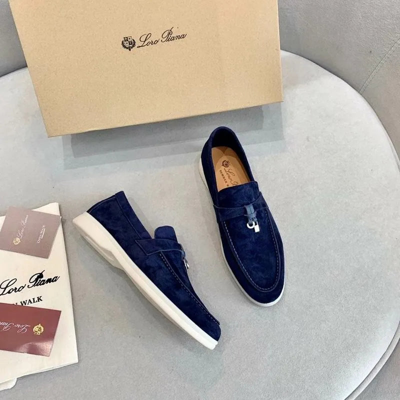 Loro Piana Summer Walk Loafers – Navy Suede (Metal Detail)