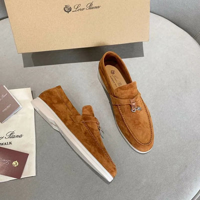 Loro Piana Summer Walk Loafers – Caramel Suede (Metal Detail)