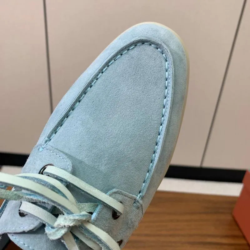 Loro Piana Summer Walk Boat Shoes – Suede Sky Blue