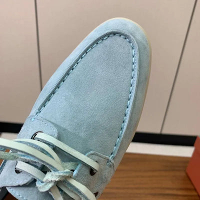 Loro Piana Summer Walk Boat Shoes – Suede Sky Blue