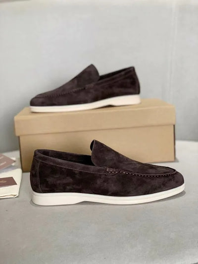 Loro Piana Summer Walk Loafers – Dark Brown Suede