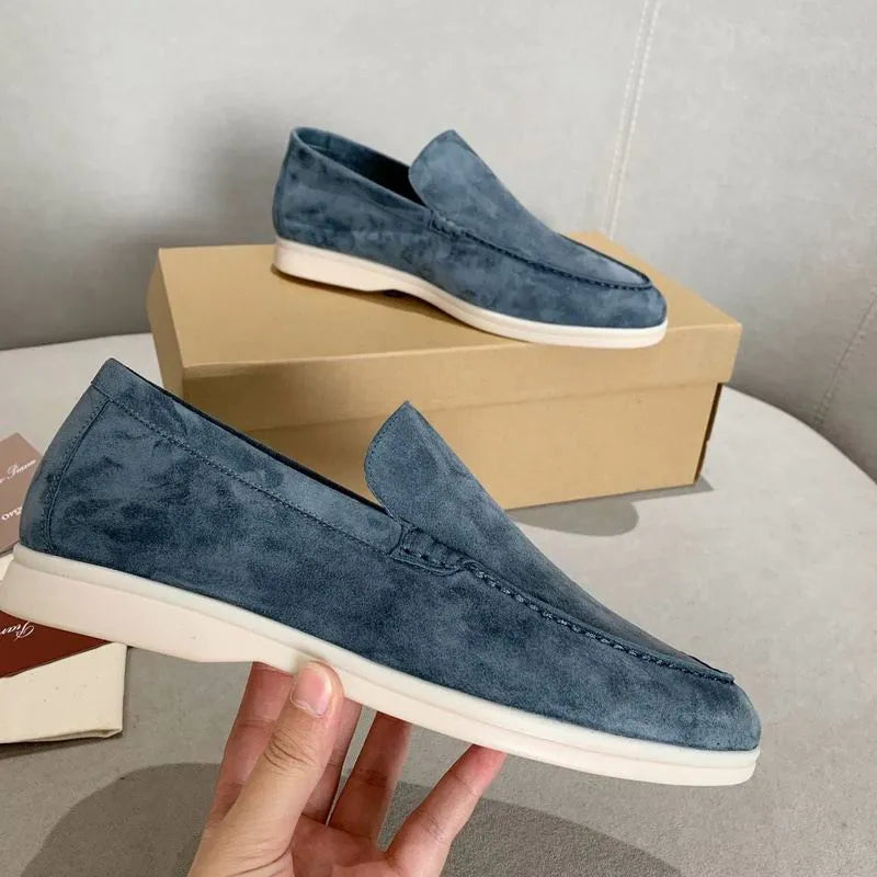 Loro Piana Summer Walk Loafers – Blue Suede