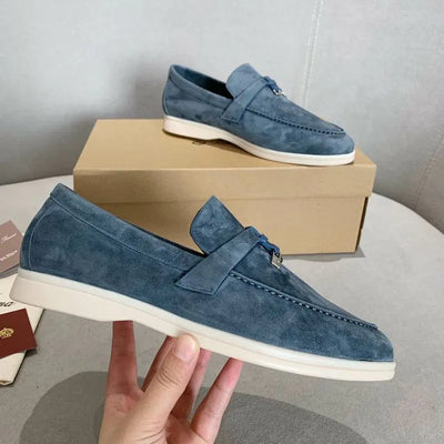 Loro Piana Summer Walk Loafers – Blue Suede (Metal Detail)