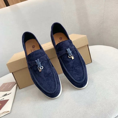 Loro Piana Summer Walk Loafers – Navy Suede (Metal Detail)