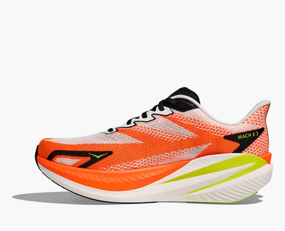 Hoka Mach X 3 - White/Neon tangerine