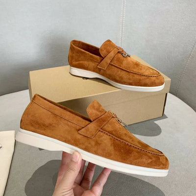 Loro Piana Summer Walk Loafers – Caramel Suede (Metal Detail)