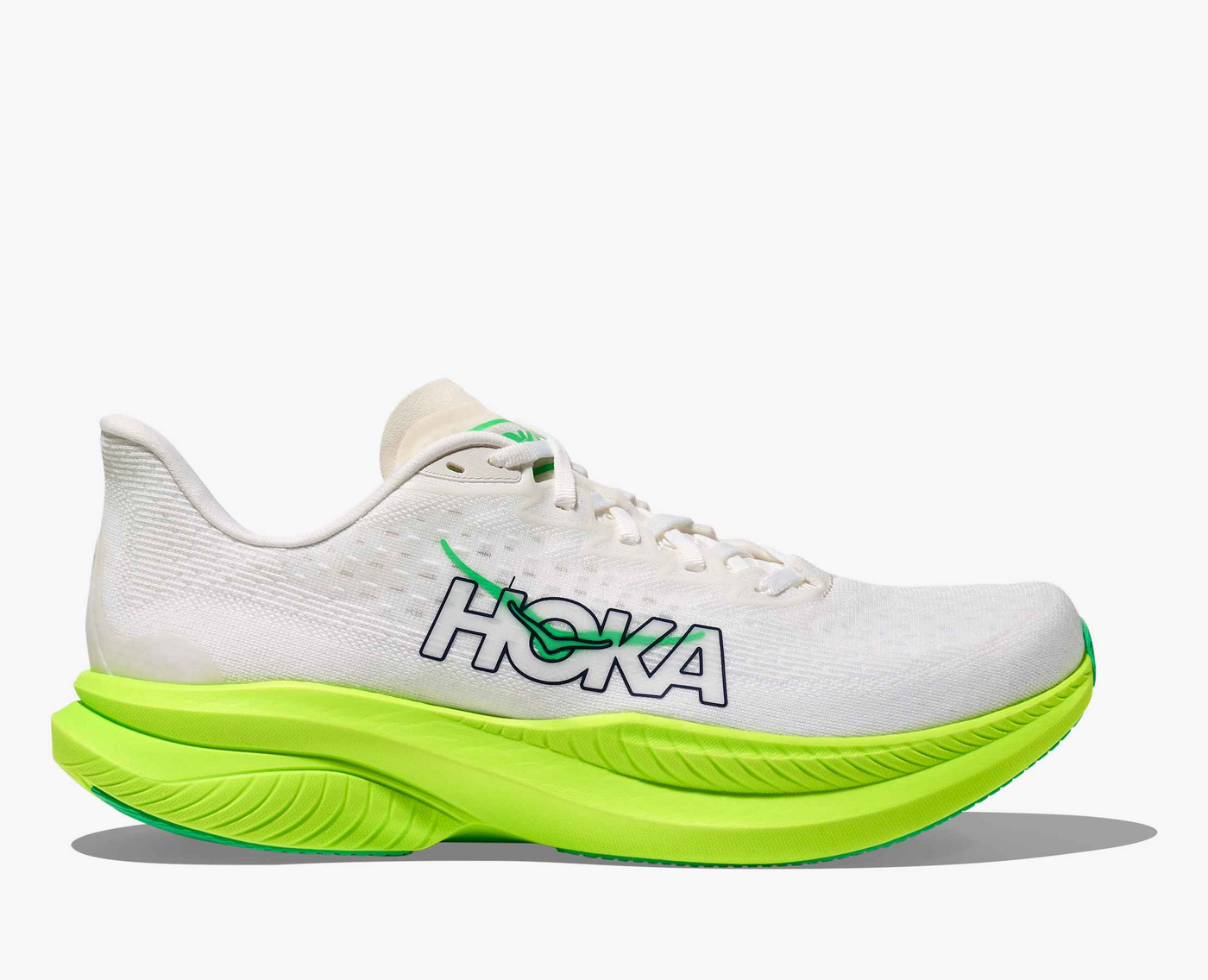 Hoka Mach 6 – White/neon lime