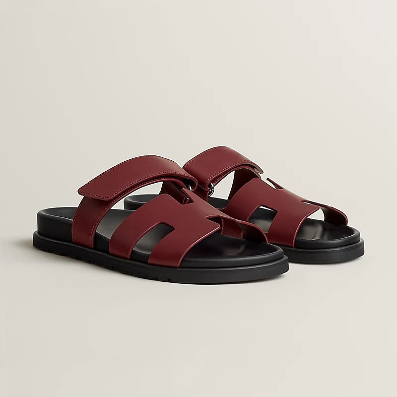 Hermès Chypre Leather Sandal – Burgundy