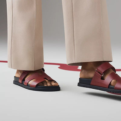 Hermès Chypre Leather Sandal – Burgundy