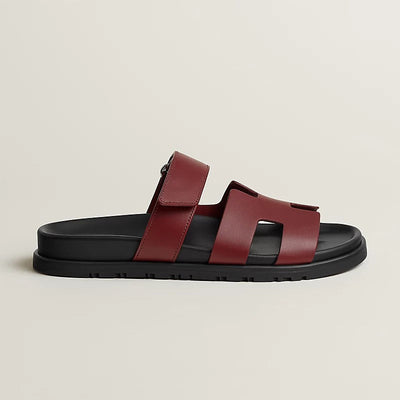 Hermès Chypre Leather Sandal – Burgundy
