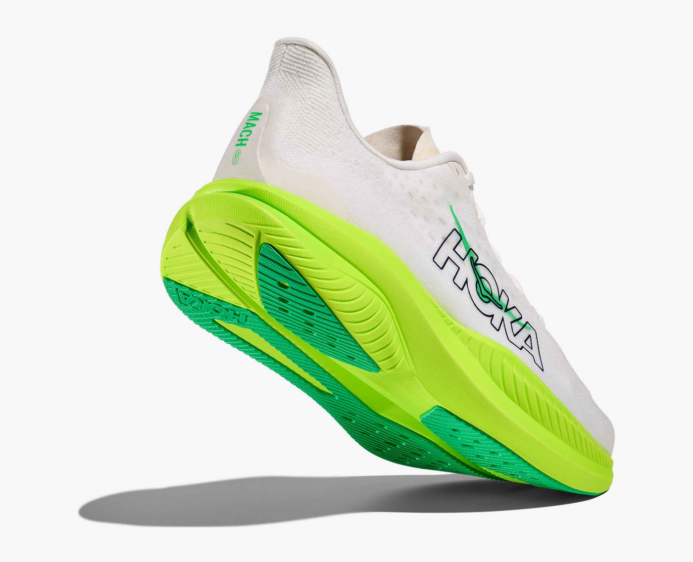 Hoka Mach 6 – White/neon lime
