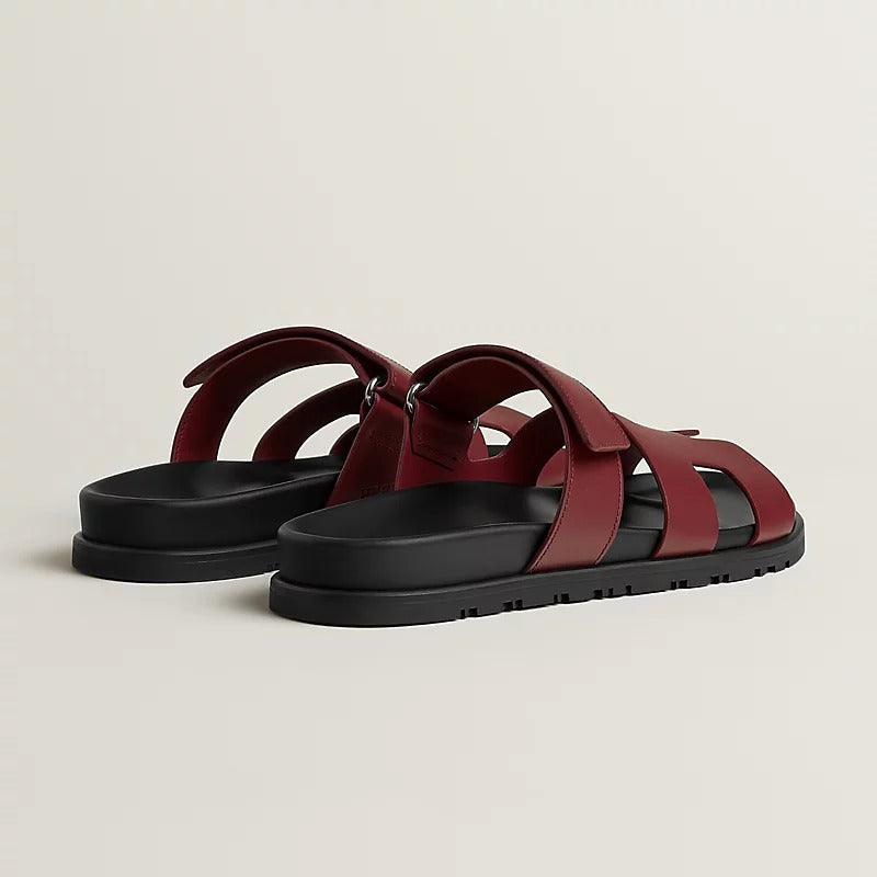 Hermès Chypre Leather Sandal – Burgundy