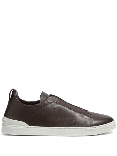 Zegna Triple Stitch Sneakers Dark Brown