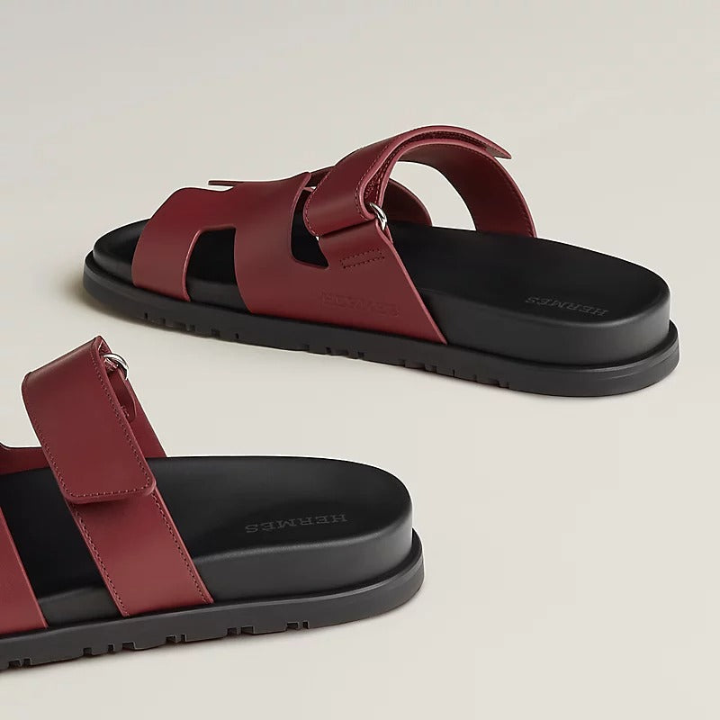 Hermès Chypre Leather Sandal – Burgundy