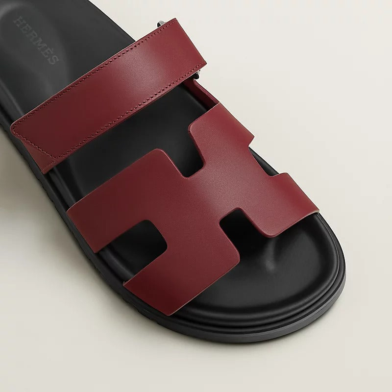 Hermès Chypre Leather Sandal – Burgundy