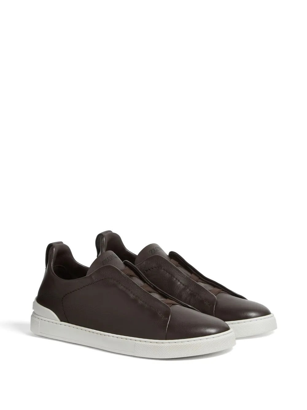 Zegna Triple Stitch Sneakers Dark Brown