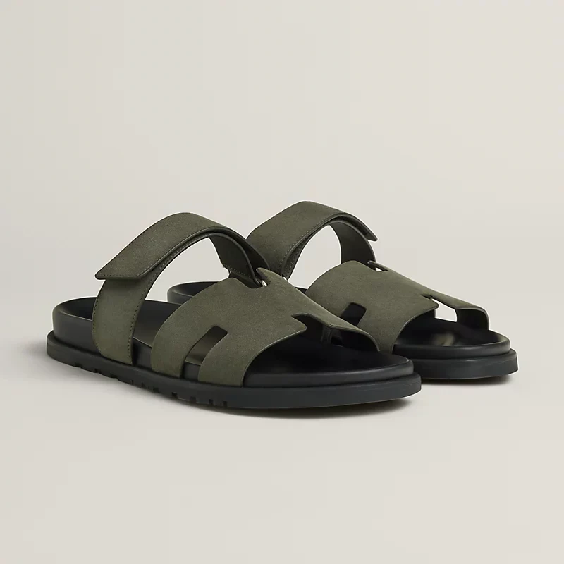 Hermès Chypre Suede Sandal – Matte Military Green