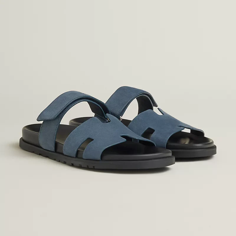 Hermès Chypre Suede Sandal – Navy Blue