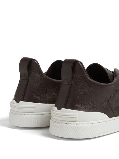 Zegna Triple Stitch Sneakers Dark Brown