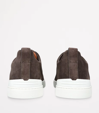 Dark Grey Zegna Triple Stitch Suede Sneakers