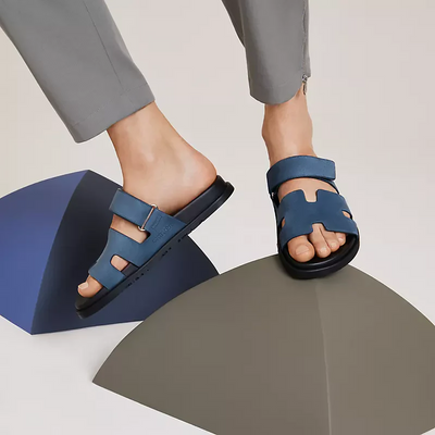 Hermès Chypre Suede Sandal – Navy Blue
