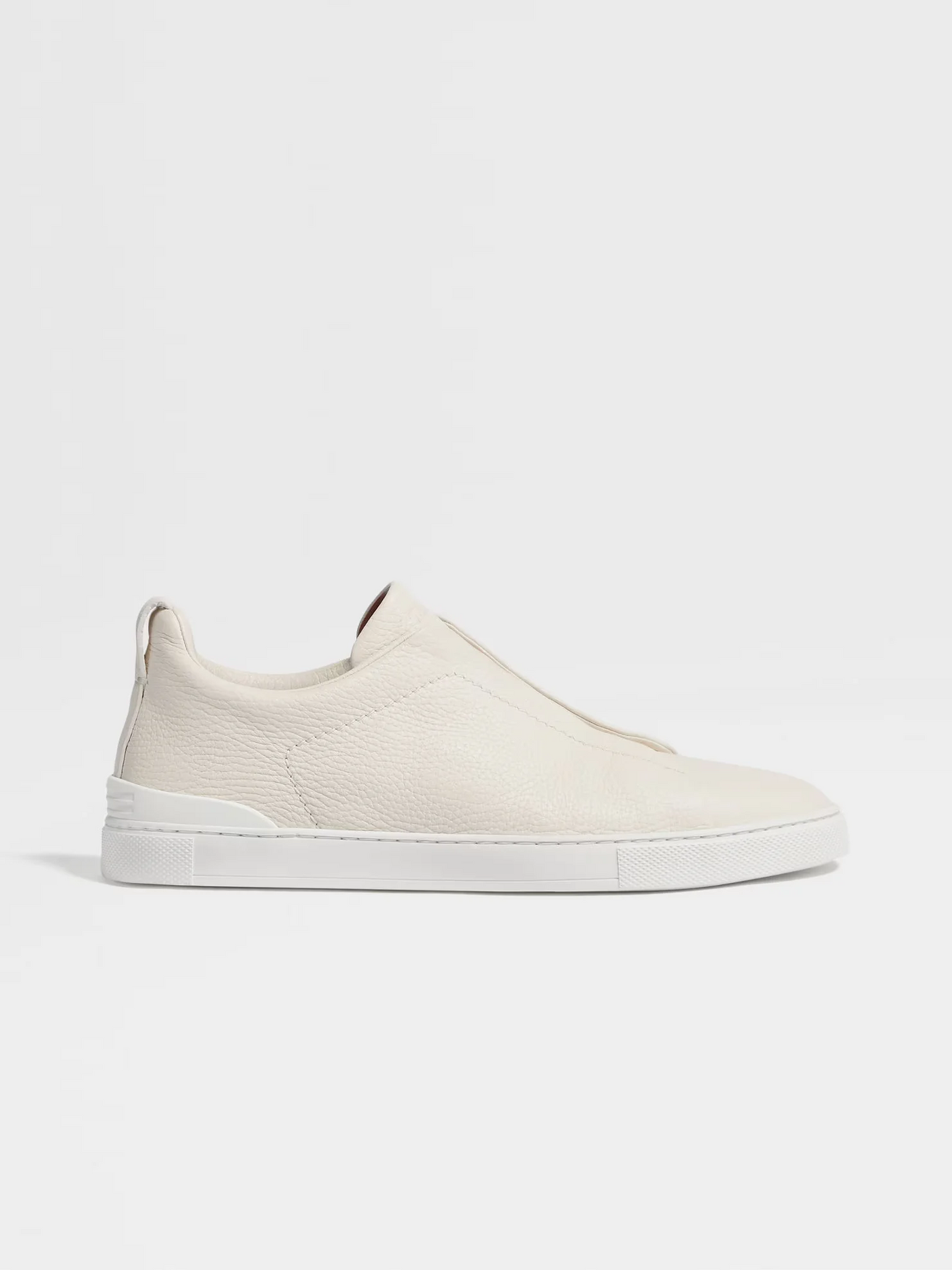 Zegna Triple Stitch White Leather Sneakers