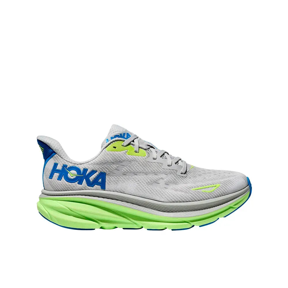 Hoka Clifton 9 Men’s Sneakers – White/Neon Green