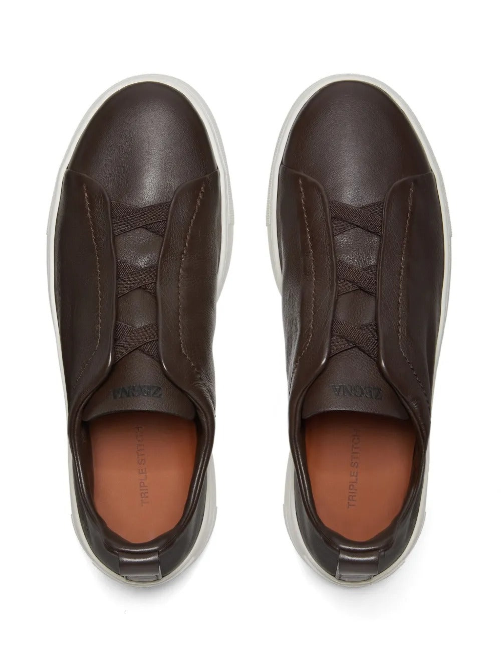 Zegna Triple Stitch Sneakers Dark Brown