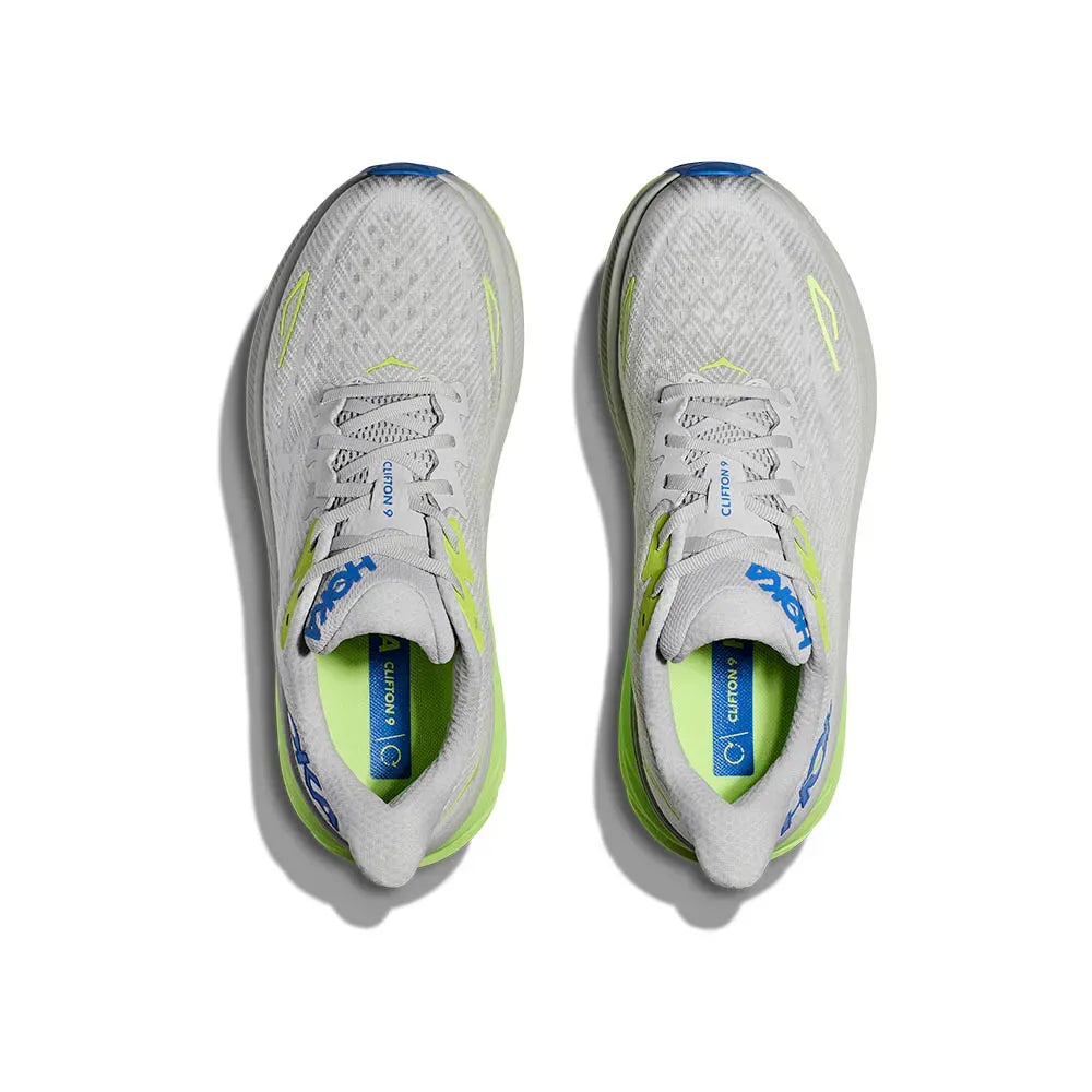 Hoka Clifton 9 Men’s Sneakers – White/Neon Green