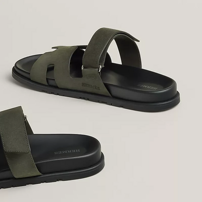 Hermès Chypre Suede Sandal – Matte Military Green