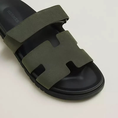 Hermès Chypre Suede Sandal – Matte Military Green