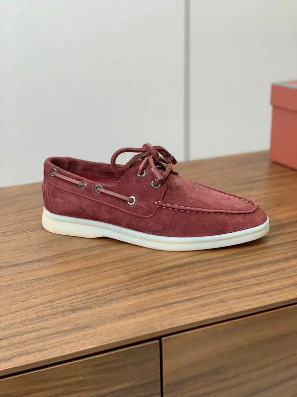 Loro Piana Summer Walk Boat Shoes – Burgundy Suede