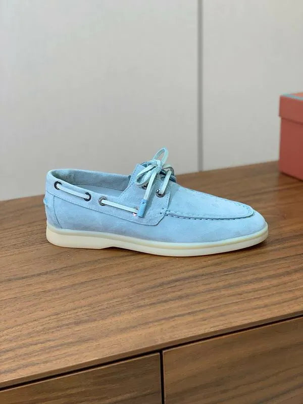 Loro Piana Summer Walk Boat Shoes – Suede Sky Blue