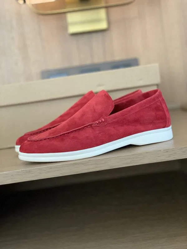 Loro Piana Summer Walk Loafers – Suede Ruby Red